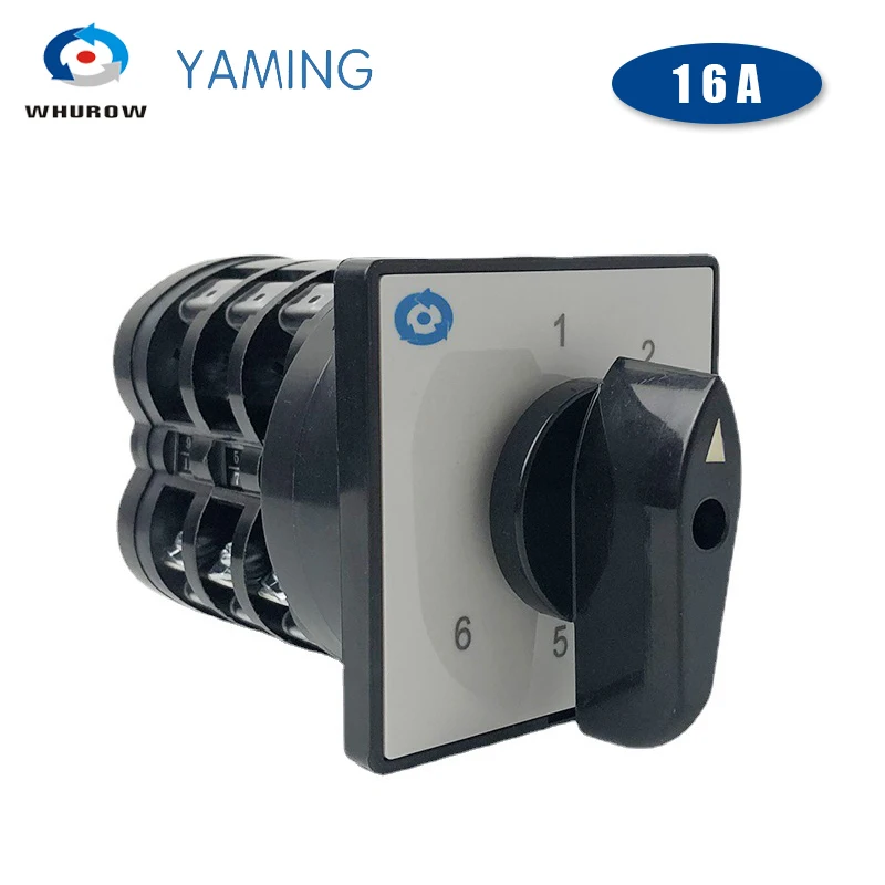 Interruptor de Came Rotativo 72×72 mm Pólos Posição de Controle de Energia Seletor Chnageover Prata Contato Lw516 16a