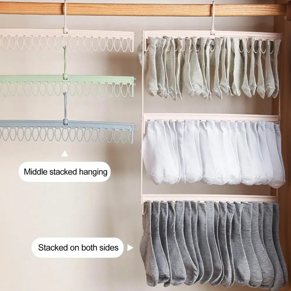 Socks Underwear Drying Rack With Rotatable Hook Strong Load-bearing Windproof Clothes Drying Hanger Rack 4