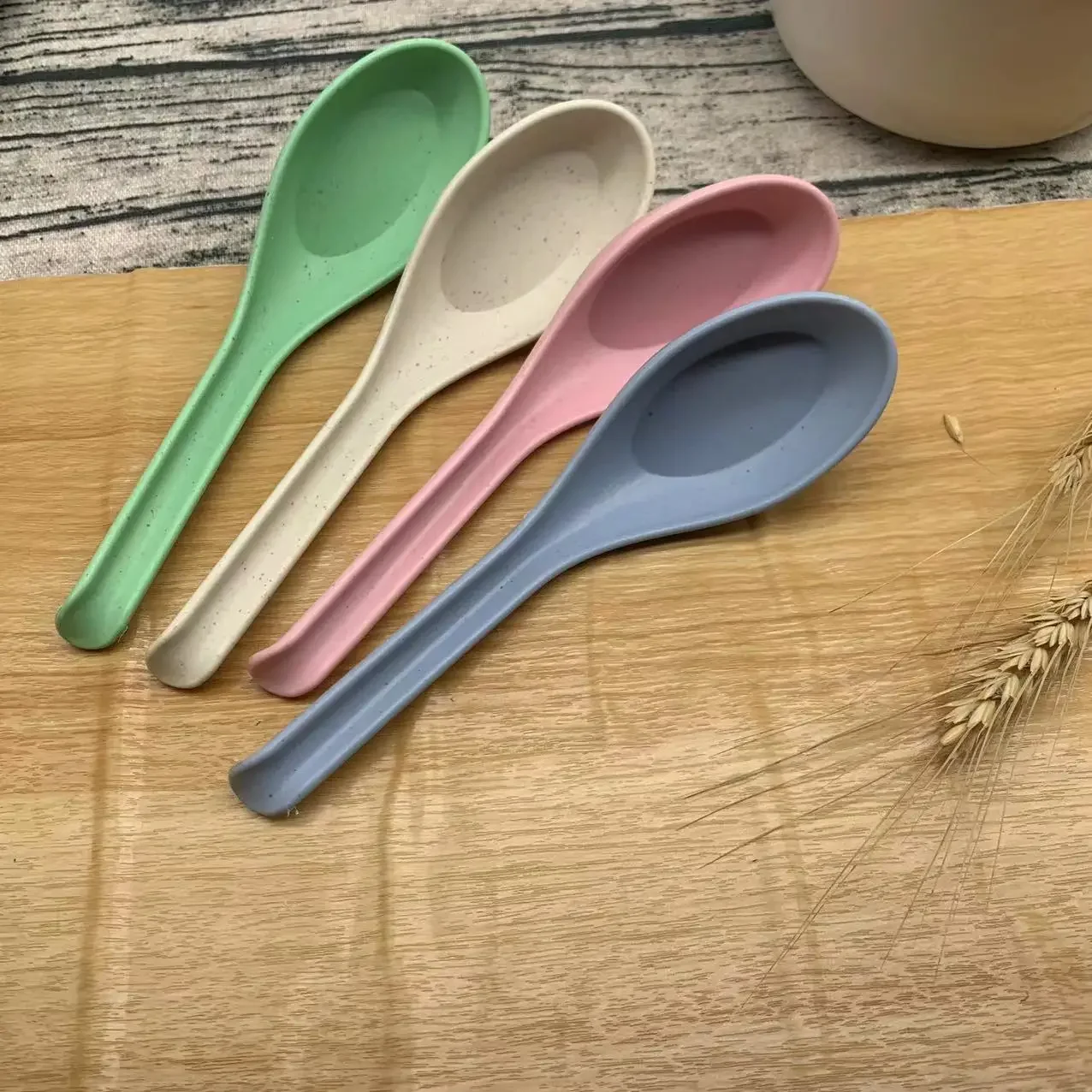 Wheat Straw Dinnerware Soup Spoons Japanese Rice Sauces Soup Spoon Creative Multi-color Tableware Hotel Restaurant Small Spoon soup spoon,wheat straw spoon