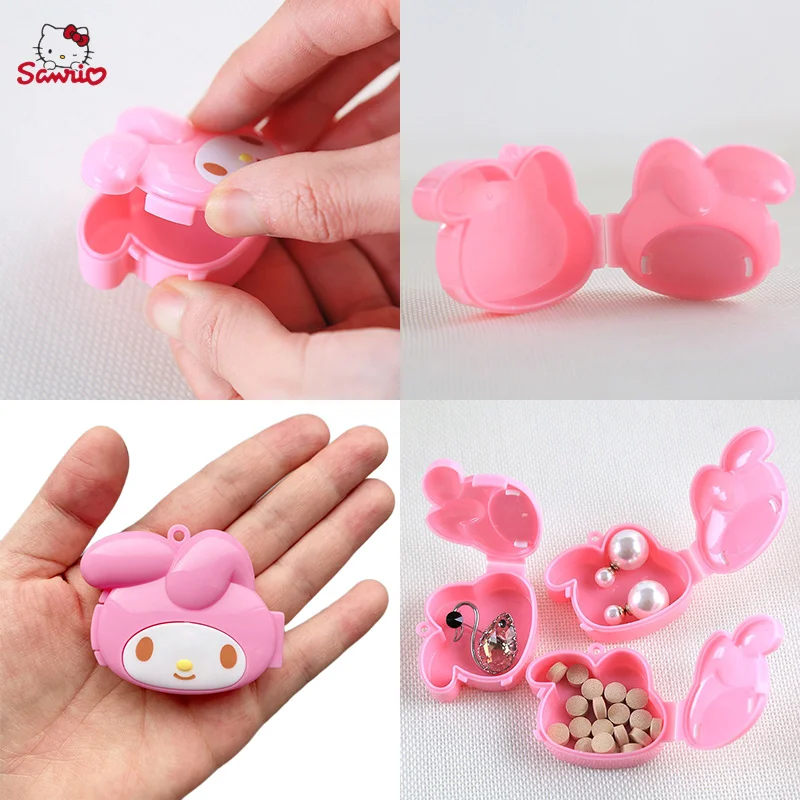 

Kawaii Sanrios My Melody Cartoon Cute Small Medicine Box Multifunctional Portable Mini Storage Box Dustproof Items Jewelry Box