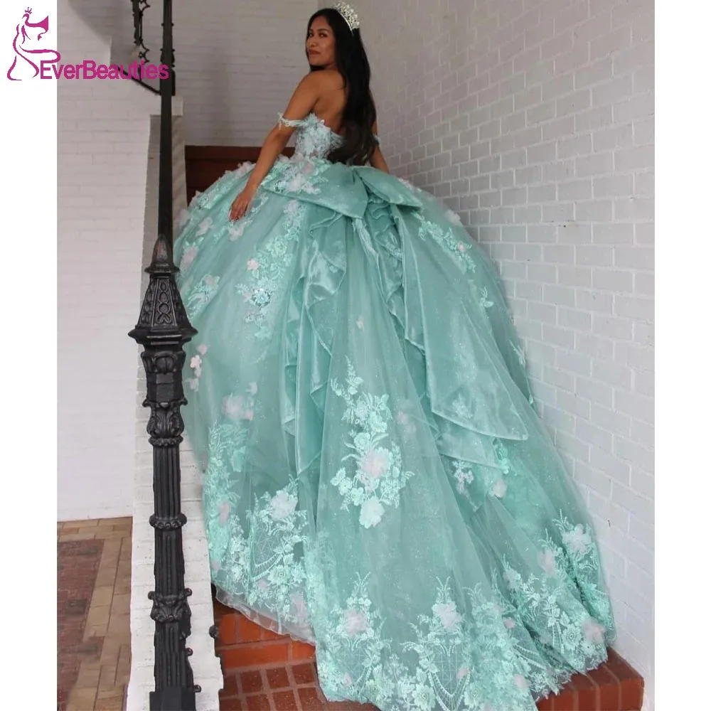 

Off Shoulder Women's Quinceanera Dresses Ball Gown Sweet 15 16 Dress for Girls Tulle Lace Appliques Vestidos De 15 Quinceañera