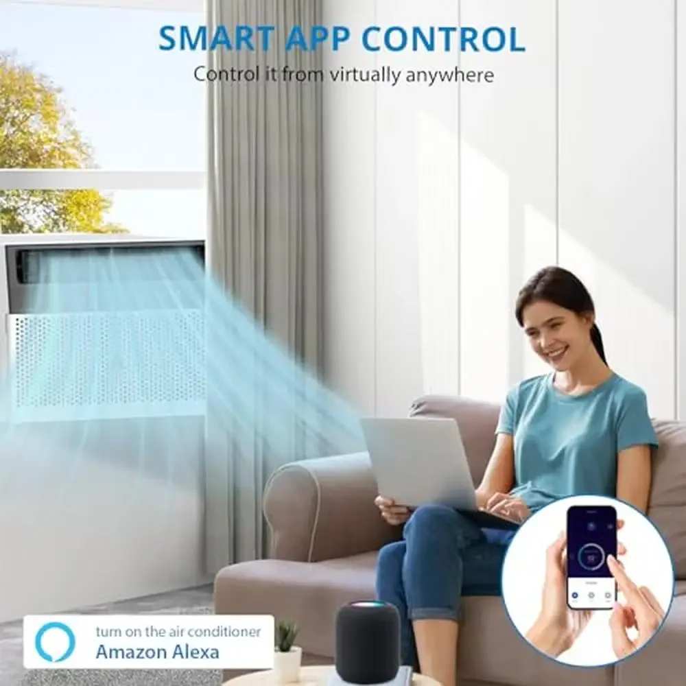8000BTU U-Shaped Window Air Conditioner Cools up to 350 sq. ft. 6 Modes Energy Saving Quiet Operation Easy Installation Remote 2