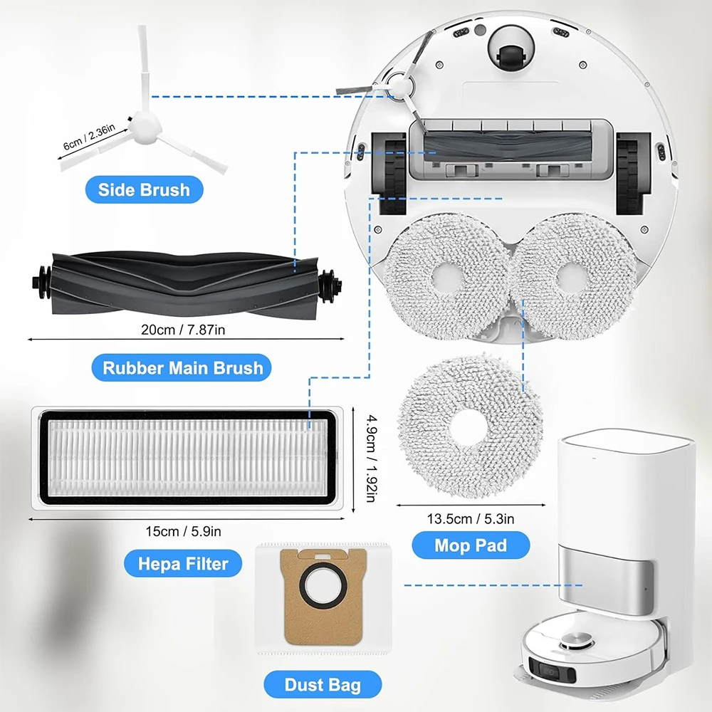 Robot Vacuum Accessories For Xiaomi Robot Vacuum X20 + / X20 Plus Dust Bag Mop Cloth Main Side Brush Hepa Filter Replacement Parts