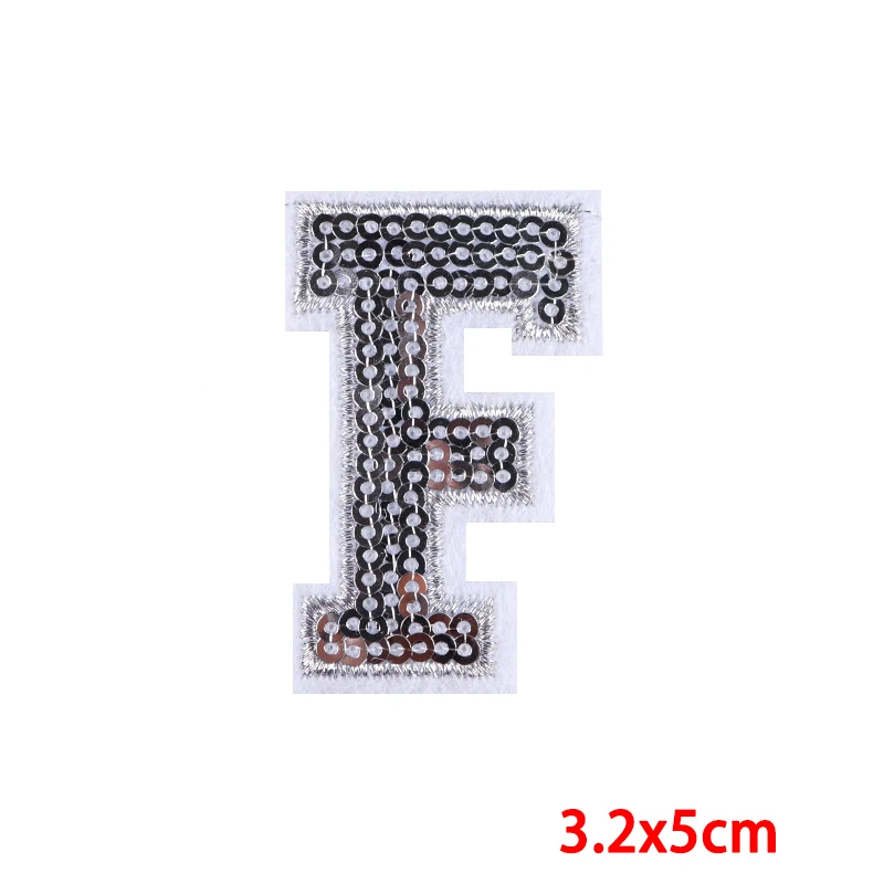 26 silberne Rand-Pailletten, englische Buchstaben-Kombination, Stickerei-Aufnäher, Buchstaben-gestickte Aufnäher auf Rucksack, Schuhe, Hut, Aufnäher zum Selbermachen – Detail 8