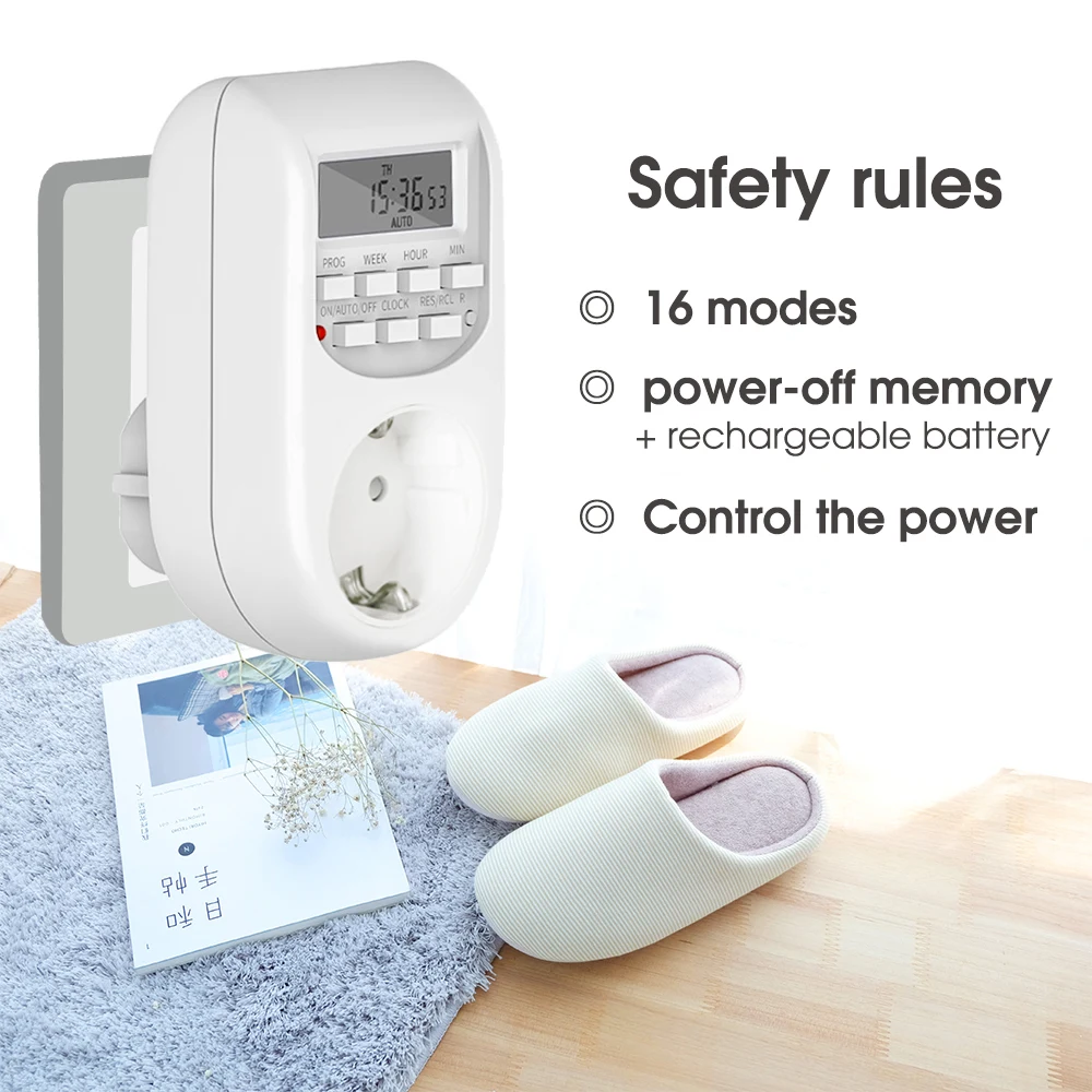 Garden 7 Day Heavy Duty Digital Programmable Timer 16 Programs EU US UK DE Plug 24 Hour Cyclic Controller Switch Socket for Pump - 3