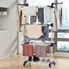 Clothes Drying Rack,Folding Clothes Rail Storage Rack, 4 Tier Clothes Horses Rack Stainless Steel Laundry Garment Dryer Stand 2
