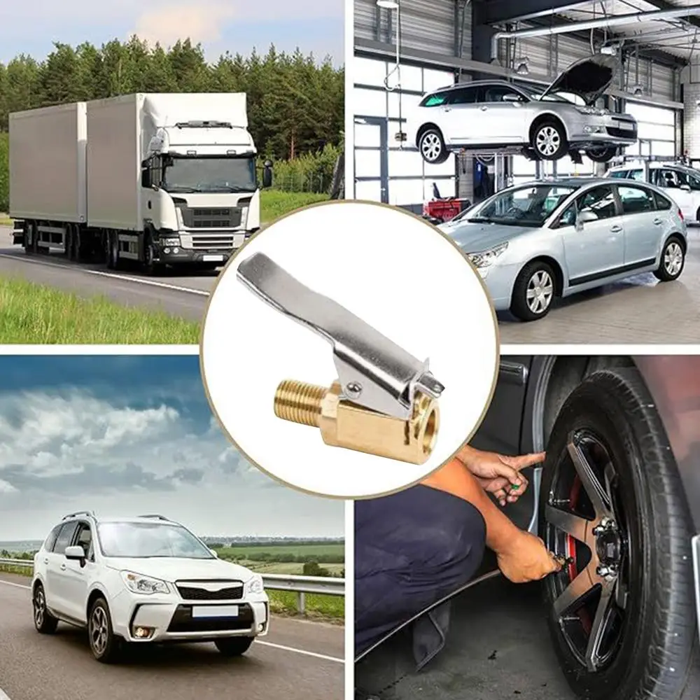Inflatable Pump For Car Tire Air Chuck Inflator Pump Valve Connector Clip-on Adapter Copper Auto Wheel Valve Inflatable Pump
