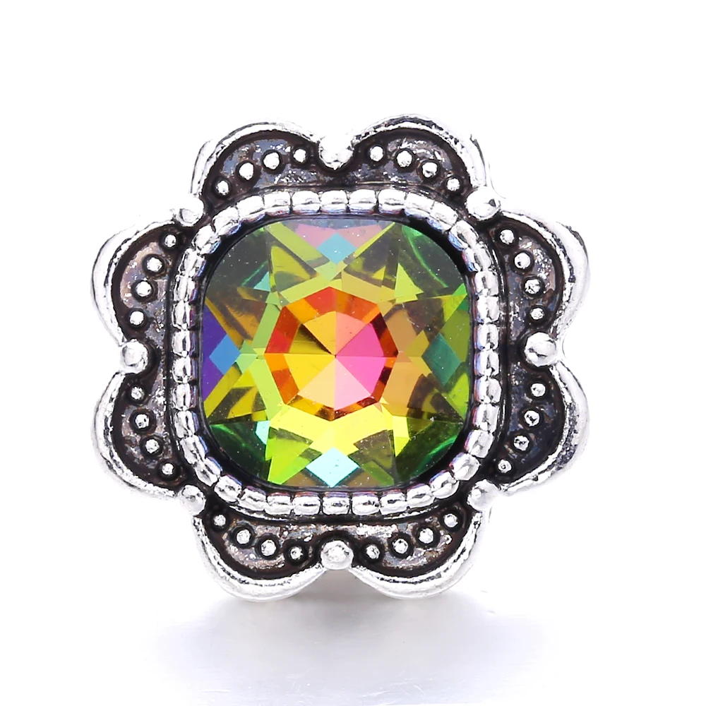 20PCS Colorful Crystal Rhinestone Flower 18mm Metal Snap Buttons Fit DIY Snap Button Bracelet