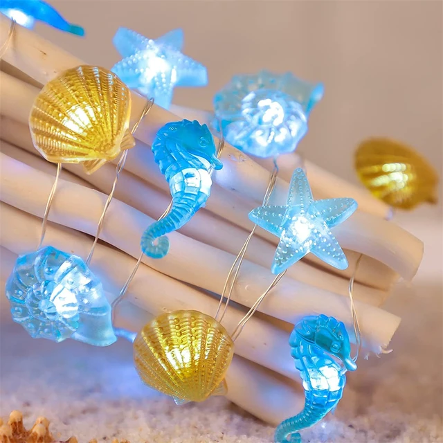 2M 20LED Sea Beach Ocean String Light Seashell Seahorse Conch Starfish  Fairy Light Beach Garland Light