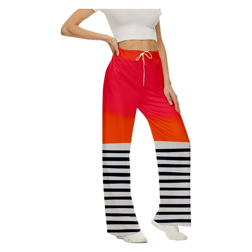 

SOJINM Women Stripe Print Summer Wide Leg Pants Women Baggy Sweatpants Joggers Fashion Bottoms Streetwear Casual Trousers 2XL