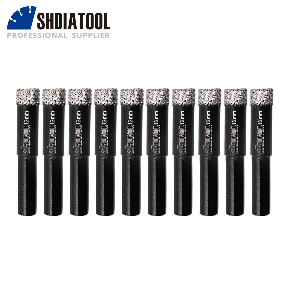 SHDIATOOL 10pcs/set Triangular Shank Dry Drill Core Bits Diamond Hole Saw Cutter for Ceramic Tile Porcelain Drilling Opener