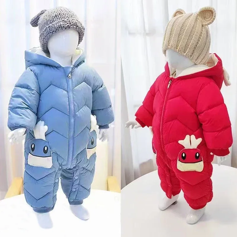 

Baby Winter Jumpsuit Toddler Boy Overalls Thicken Flannel Newborn Romper Infant Girl Cotton Clothes Kids Coat Bebes Outerwear