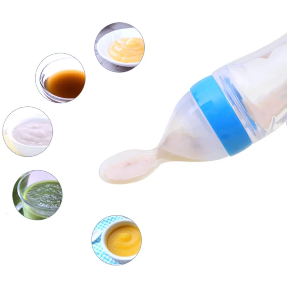 90ML Safe Newborn Baby Feeding Bottle Toddler Silicone Squeeze Feeding Spoon Milk Bottle Baby Training Feeder Food Supplement 4