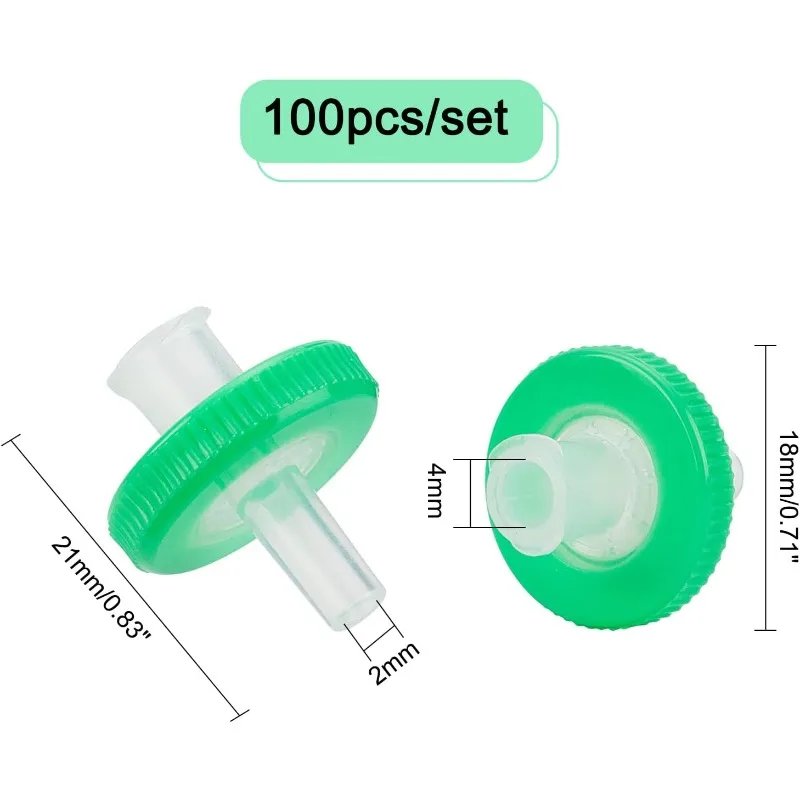 100 Pcs Syringe Filters 13mm 0.22&mu;m Syringe Filter Plastic Unsterilized Filters 4mm Inner Diameter 2mm Hole syringe filters