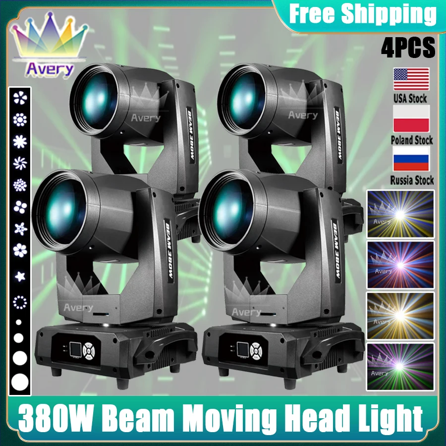 0 Tax 4Pcs New Bulb Beam 380W 20R Moving Head Lighting Illuminazione A Fascio Colorato Per Dj Disco Concert Wedding Spotlight