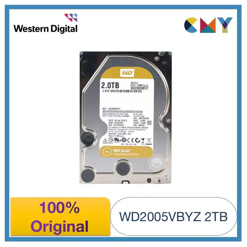 

100% Original Western Digital WD Gold 2TB 3.5 HDD Enterprise Hard Drive SATA 7200 rpm WD2005VBYZ