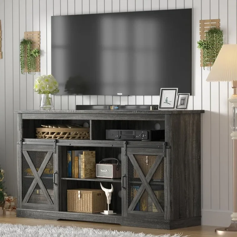 

Xilingol Farmhouse Style TV Stand for 65+ Inch TV, 34" Tall Entertainment Center with Barn Door, Television Cabinets
