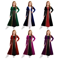 Robe de princesse médiévale en velours pour filles, manches longues, robe rétro Renaissance, robe longue romaine de prairie, fête d'Halloween et de carnaval 5