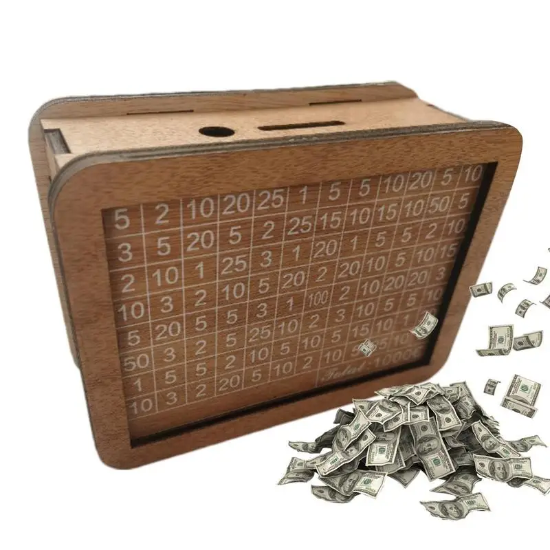 

Wooden Adult Money Deposit Box Storage Wood Piggy Chest Decorative Coin Bank Vintage Lock Suitable For Honeymoon Trip Birthday