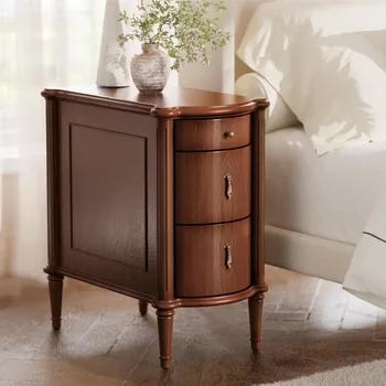 Vintage 3-Drawer Nightstand with Charging Station and Antique-Style Hardware, Pre-Assembled Rustic Wood Finish 1