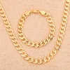 Wholesale 925 Sterling Silver 18K Gold Color Classic 6MM Chain Bracelet Neckalce for Women Men Wedding Jewelry Set