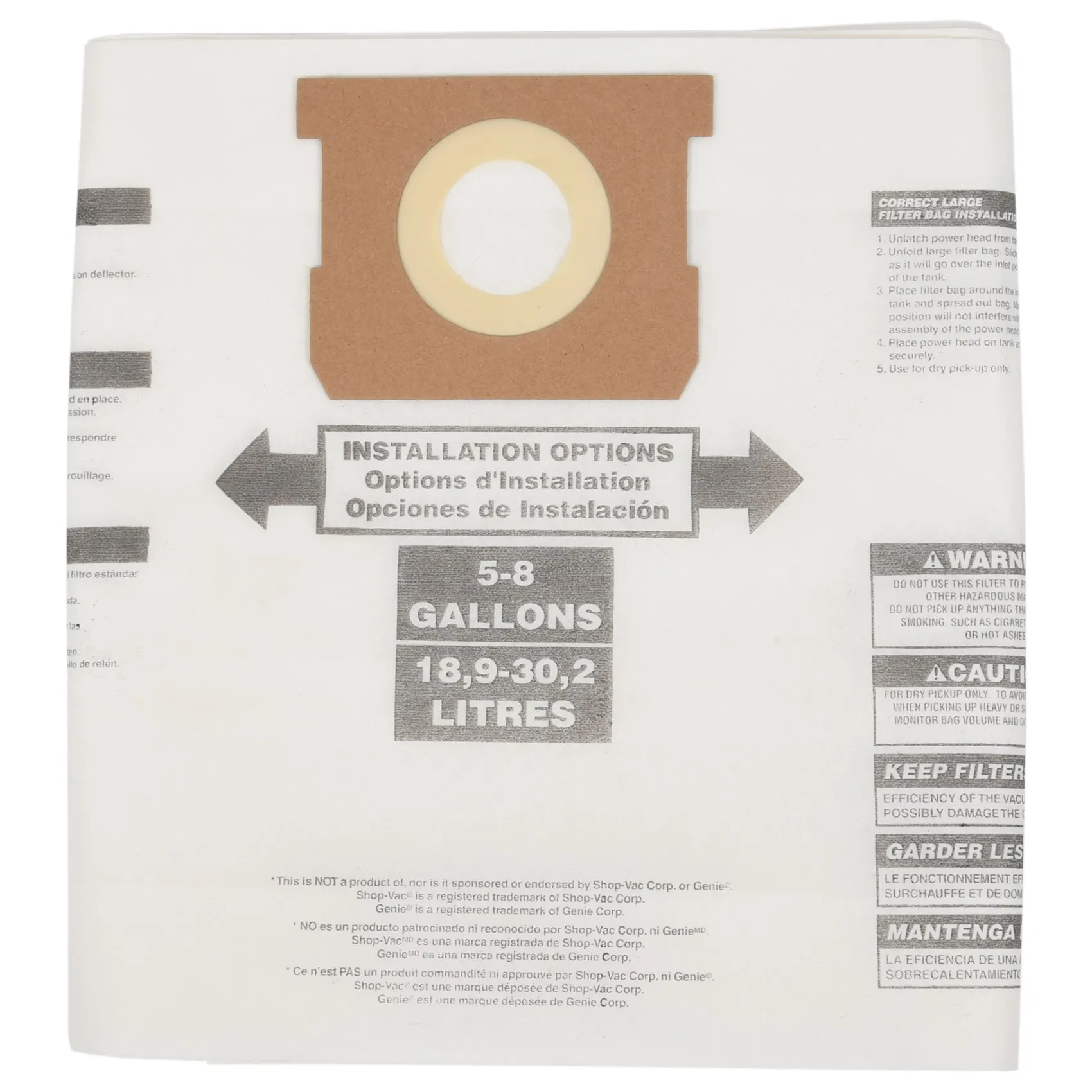 

6 Pcs Universal Dry Vac Dust Bag 5 to 8 Gallon Vacuum Cleaners for Shop Vac 5-8 Gallon Dust Bags