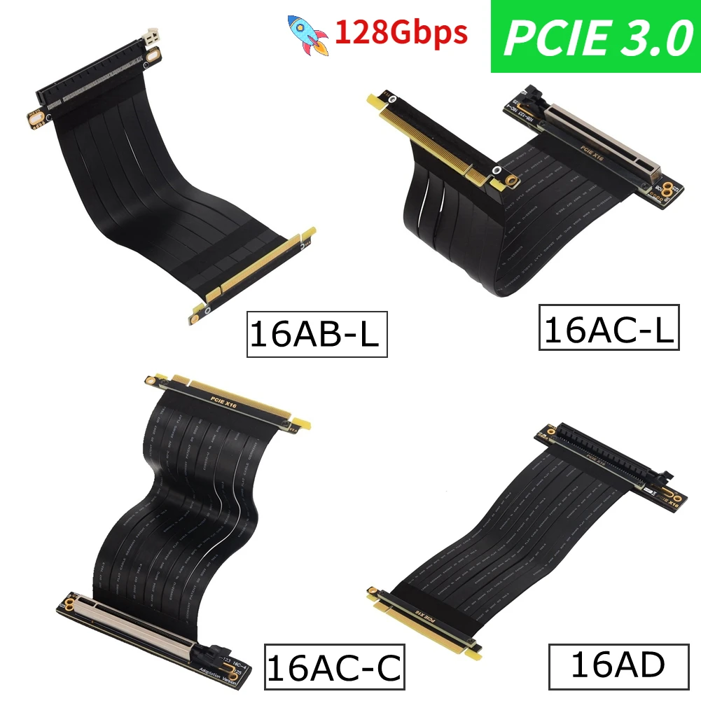 

Riser PCI-E X16 3.0 Graphic Card Extension Cable PCI E 16x Double Fold 90 Degree Vertical Reverse Male/Female GPU Riser Extender