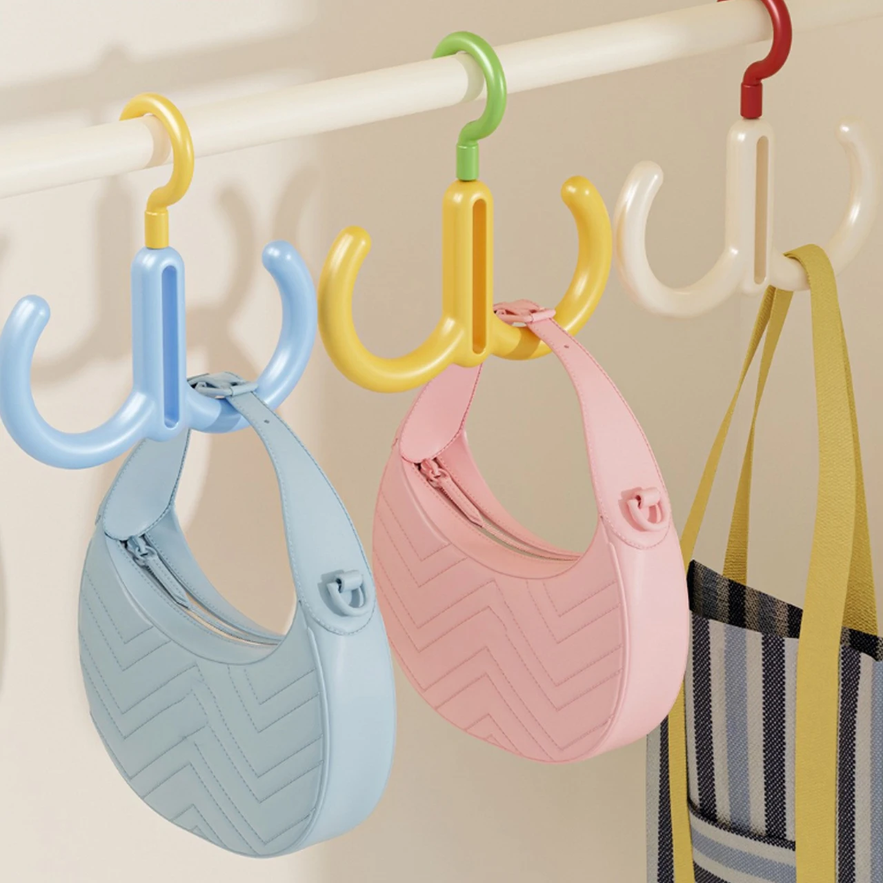 Multifunctional Rotating Clothes Hanger Portable Dopamine Hook Scarf Tie Display Organiser Rack Wardrobe Cap Handbag Holder