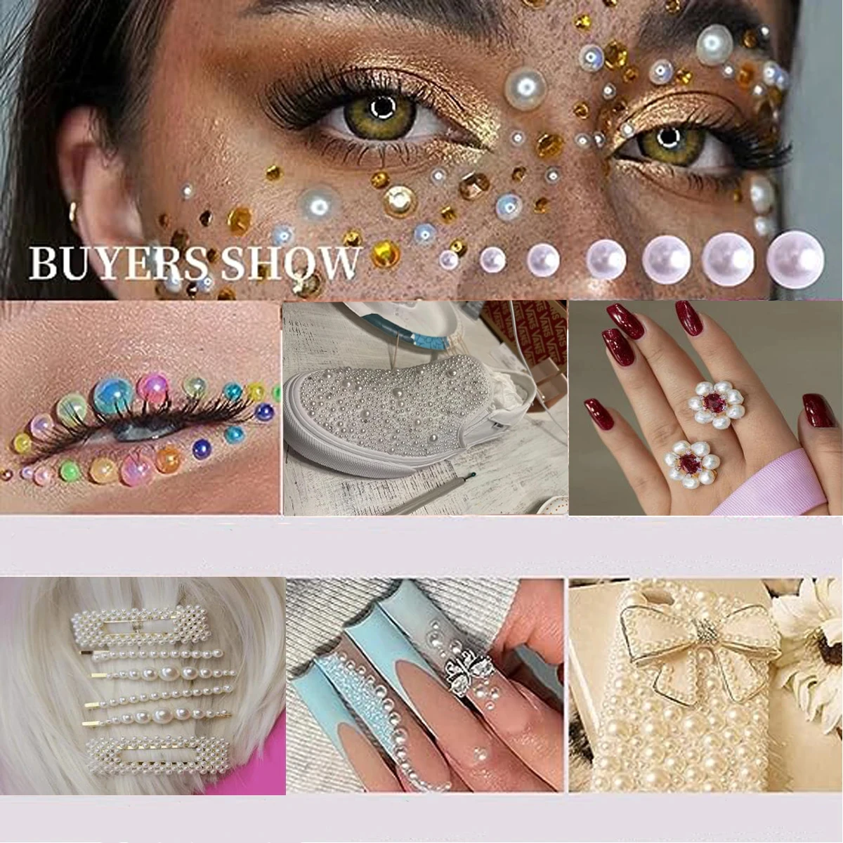Random Mix 3-8mm AB Color Half Round ABS Beads Imitation Pearl Flatback Beads for DIY Nail Decor Jewelry Making