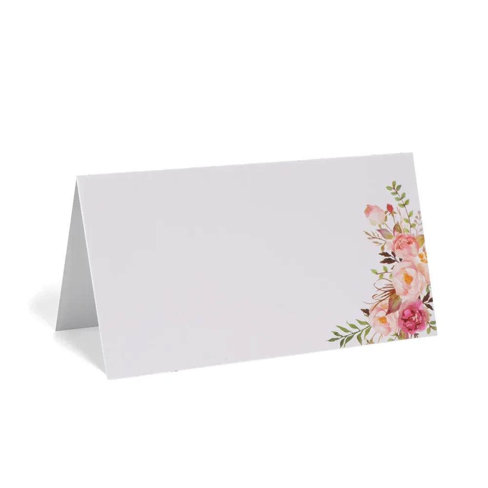20/50/100pcs Wedding Seating Number Table Card Name Place Cards Printed Flowers Christmas Birthday Party Decor Greeting Card