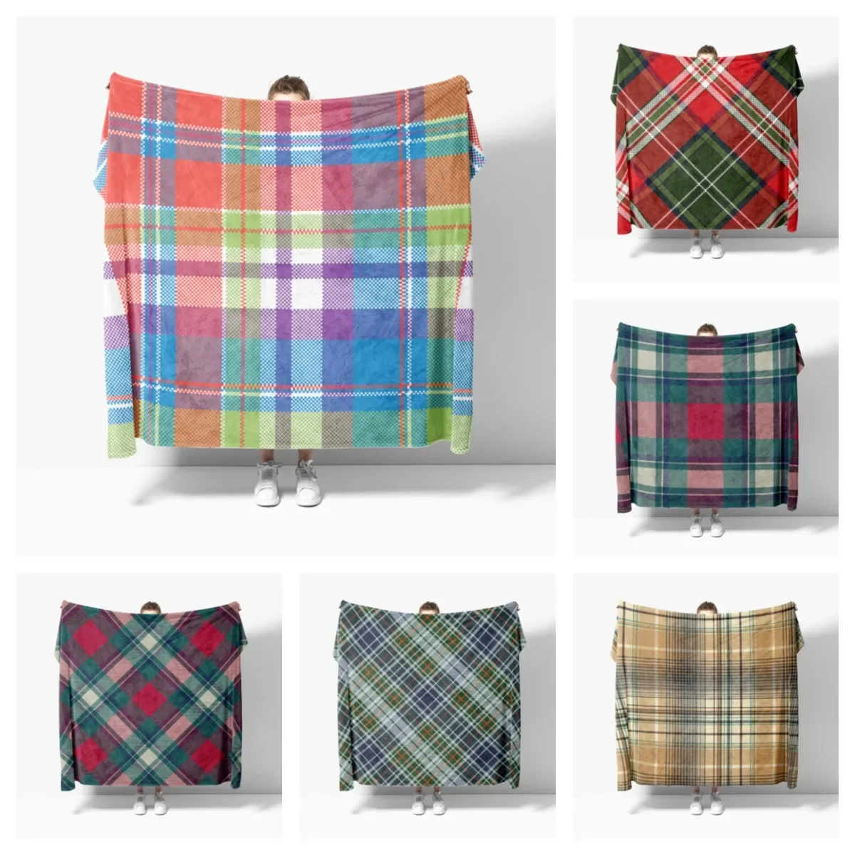 

Nordic Vintage Plaid Soft Flannel Blanket Breathable Ultra Warm Bedding & Travel Blankets Customizable Bed Blankets