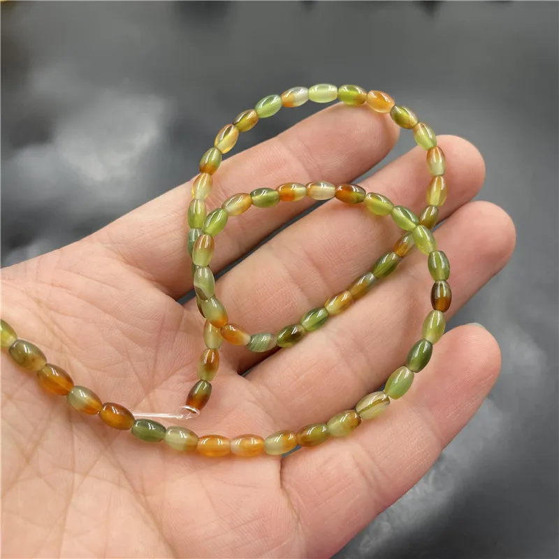 

DIY Ornament Accessories Peacock Green 4 * 6mm Color Agate Semi-Finished Chain