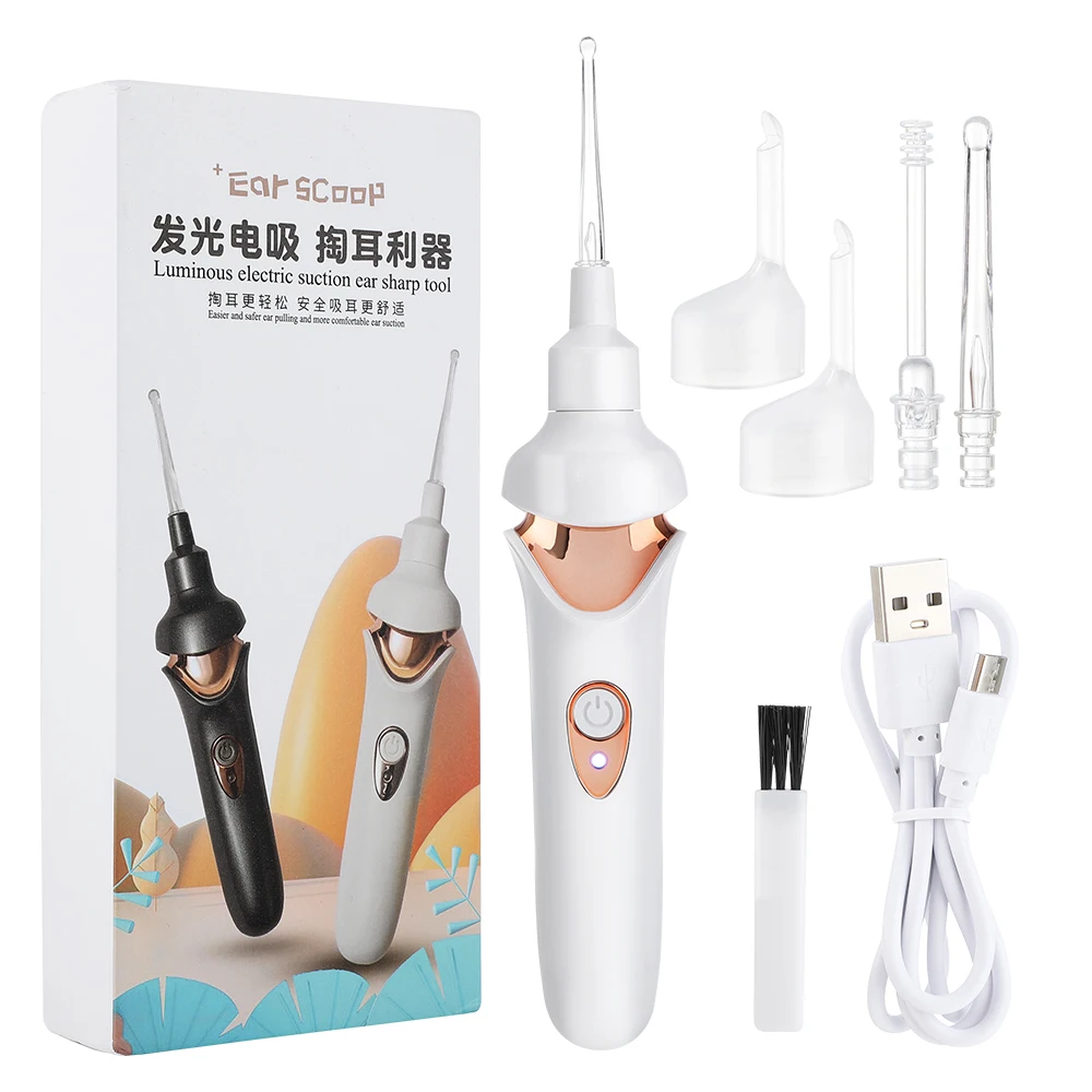 Electric Luminous Ear Wax Suction Remover Ear Pick Set LED Light Visual Ear Cleaner Tool Rechargeable For Children Adults