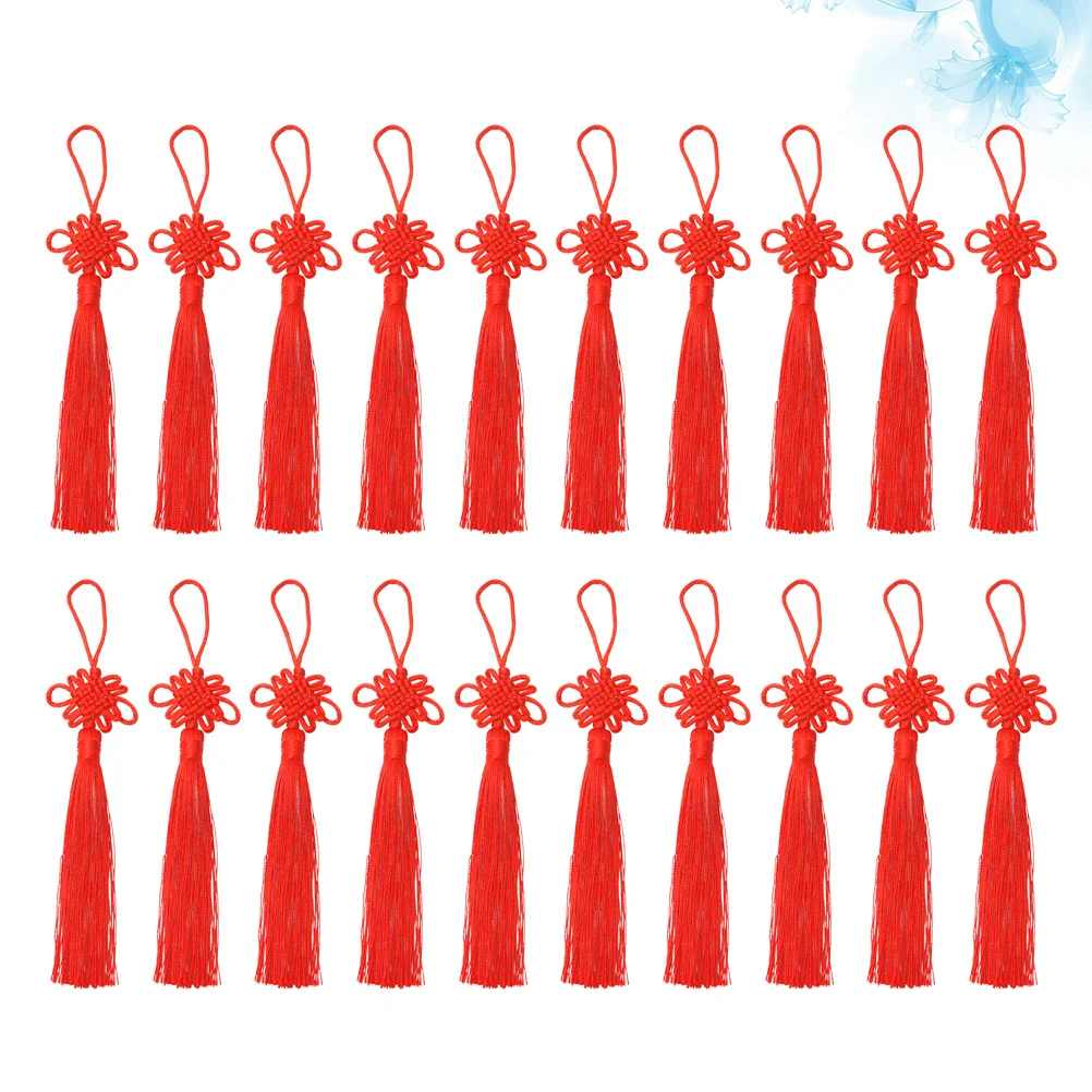 20개 중국 매듭 태슬 레드 수제 장식 펜던트 쥬얼리 DIY 공예 열쇠고리 북마크 가방 장식품