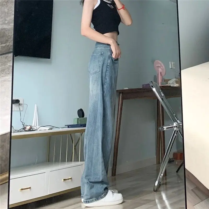 Baggy Wide Leg Jeans Women High Waist New Y2K Mom Jeans Trousers Blue Female Wide Leg Jeans Women 2023 Cool Hippie Denim Pants