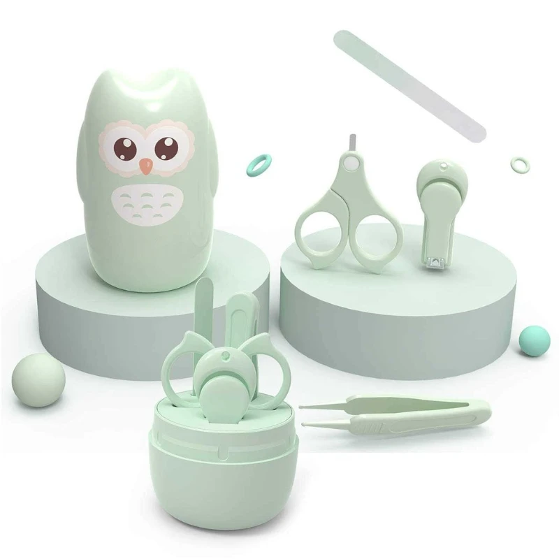 Baby Nail Scissor Set Newborn Baby Nail Care Tool Safe Portable Clipper Trimmer File Tweezer with Box Children Manicure Kit
