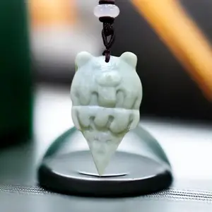 Natural Real Jade Bear Pendant Necklace Gift Amulet Gifts for Women Men Carved Jewelry Talismans Charm Chinese Accessories