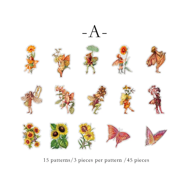 Mr.paper Boxed Flower Fairy Diary Series Decorative Diary Stickers Scrapbook Planner Japanese Decorative Stationery Stickers A