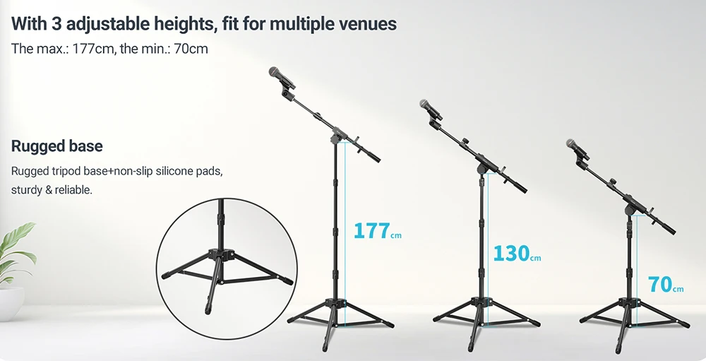 Guitto Series GMS-04 Microphone Floor Stand with Phone/Tablet Holder Adjustable