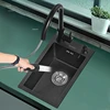 304 Stainless Steel Kitchen Sinks Bar Balcony Mini Sink Single Tank Black Nano Kitchen Accessories Thicken Wash Basin Small Sink 3