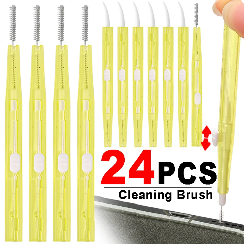 Mini Adjustable Phone Speaker Cleaning Brush for Hearing Aids Earphone Earbuds Cleaner Kits Brushes Push-Pull Interdental Brush