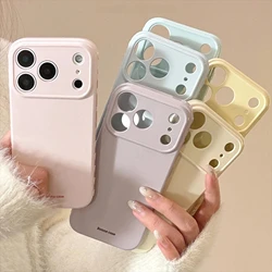 Pastel Macaron Glossy Soft Shockproof Phone Case - Minimalist Protective Back Shell - iPhone 17 Pro (Berry Purple)