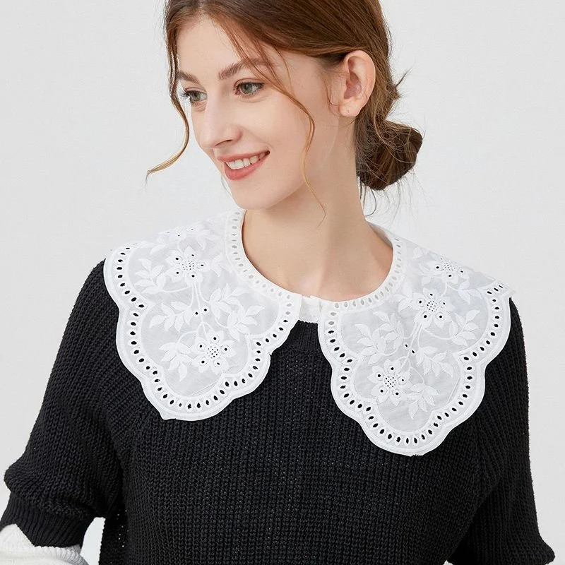 

New Women Lapel Lace Decorative Collar Doll False White Shawl Sweater