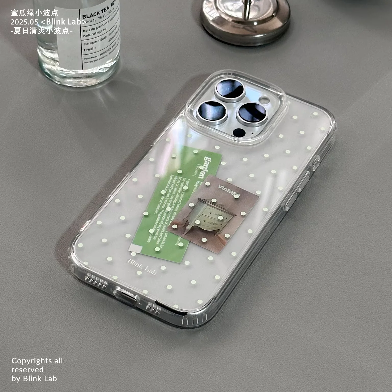 Korean-Style Full Screen Polka Dots Clear Phone Case, Y2K Inspired Cover