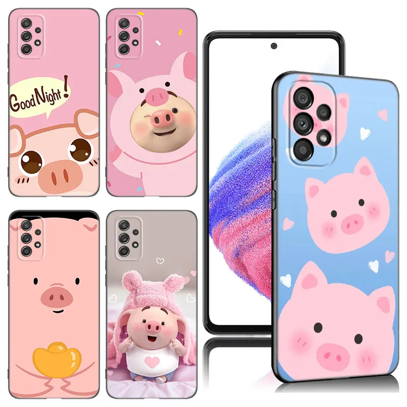Custodia Simpatico Cartone Animato Maiale Rosa Per Samsung A13 A22 A24 A32 4G A14 A23 A25 A34 A52S A53 A54 A73 5G A11 A12 A31 A33 A50 A51A70 A71 A72