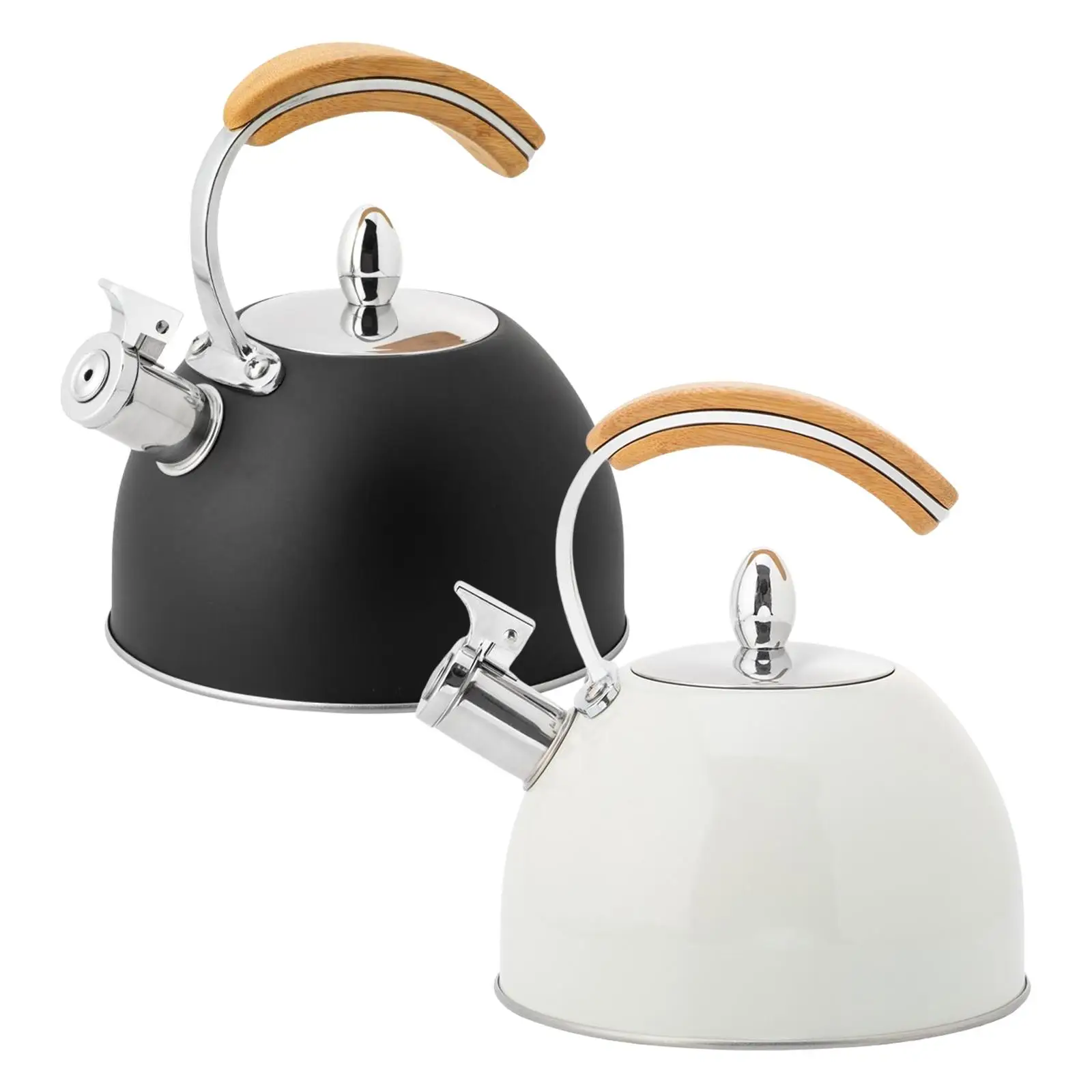 Stove Top Whistling Kettle, Stainless Steel Teapot Grain Handle, for