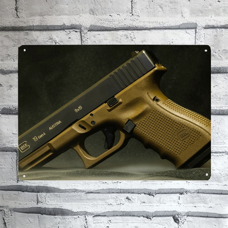 2022 Low Price Glock Model 19 Hand with 9Mm Ammunition Tin Sign Metal Poster 8*12inch |