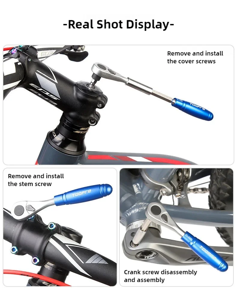 TOOPRE Fahrrad Mini Ratsche Set Tragbare Multi Funktionale Reparatur Kit Fahrrad Reifen Schlüssel Reifen Reifen Patch Reparatur Werkzeuge – Detail 15
