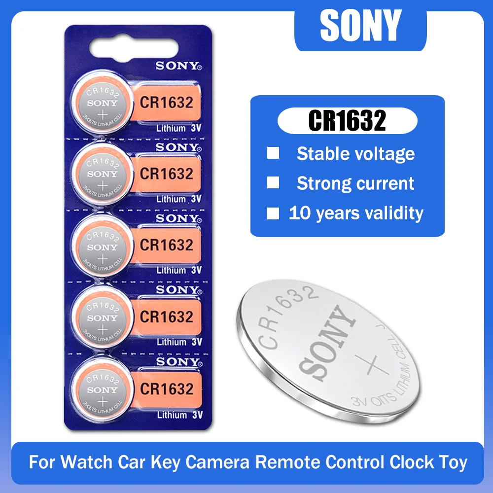 5PCS Original SONY CR1632 LM1632 BR1632 ECR1632 3V 120mAh Li ion Button