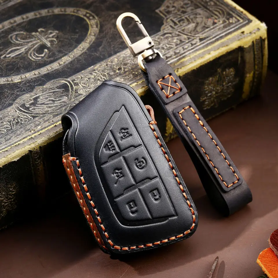 HIBEYO Key Fob Cover For Cadillac Escalade ATS CT6 CTS SRX